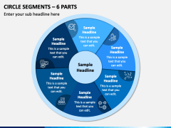 Circle Segments - 6 Parts PPT Slide 1