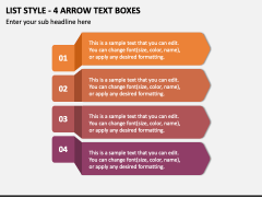 List Style - 4 Arrow Text Boxes PPT Slide 1
