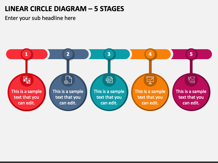 Linear Circle Diagram - 5 Stages PPT Slide 1