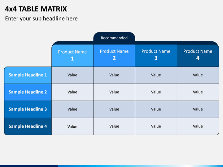 4x4 Table Matrix PPT Slide 1