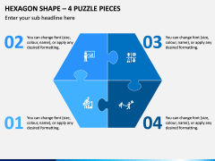 Hexagon Shape - 4 Puzzle Pieces PPT Slide 1