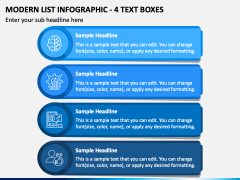 Modern List Infographic - 4 Text Boxes PPT Slide 2