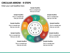 Circular Arrow - 9 Steps PPT Slide 2