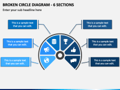 Broken Circle Diagram - 6 Sections PPT Slide 2
