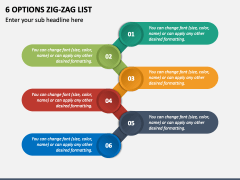 6 Options Zig-Zag List PPT Slide 2