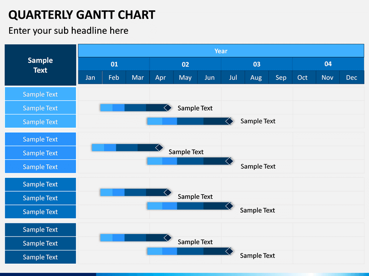 Quarterly Gantt Chart for PowerPoint and Google Slides PPT Slides