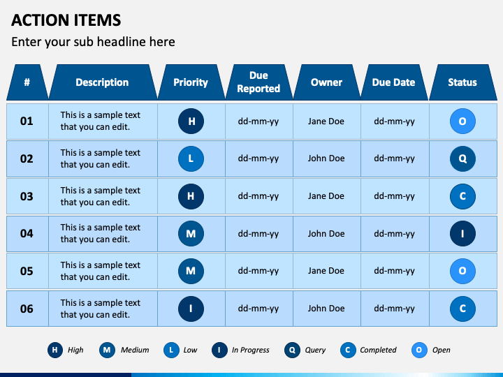 Action Items PowerPoint Template - PPT Slides | SketchBubble