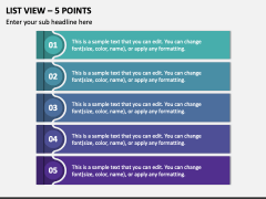 List View - 5 Points PPT Slide 1