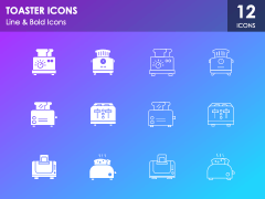 Toaster Icons PPT Slide 1