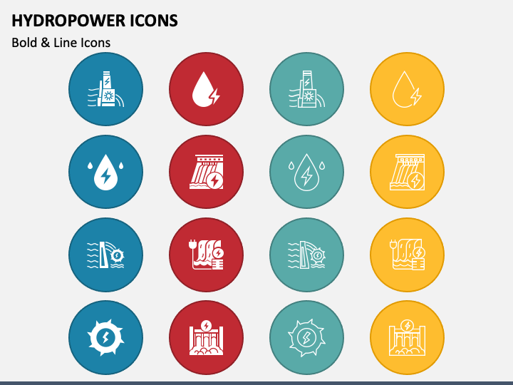 Hydropower Icons PPT Slide 1