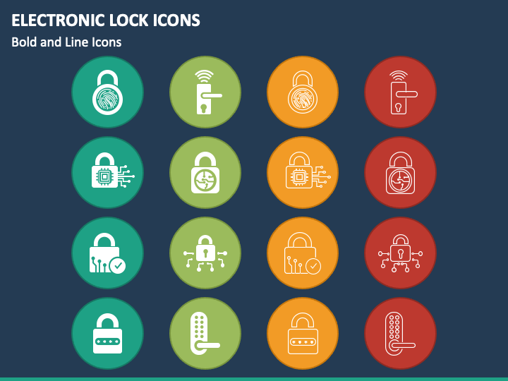 Electronic Lock Icons PPT Slide 1