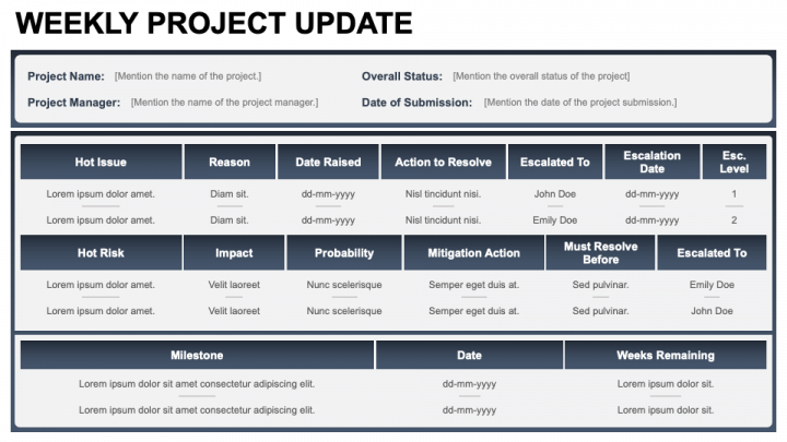 Weekly Project Update PPT Slide 1