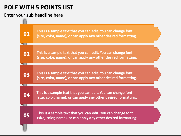 Pole with 5 Points List PPT Slide 1