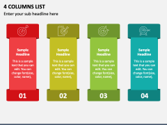 4 Columns List PPT Slide 2