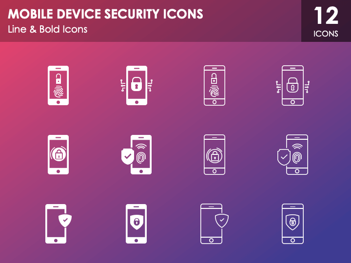 Mobile Device Security Icons PPT Slide 1