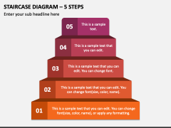 Staircase Diagram - 5 Steps PPT Slide 1
