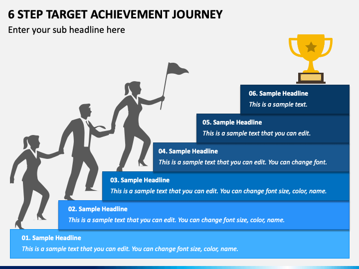 6 Step Target Achievement Journey PPT Slide 1