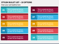 Stylish Bullet List - 10 Options PPT Slide 1