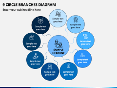 9 Circle Branches Diagram PPT Slide 1