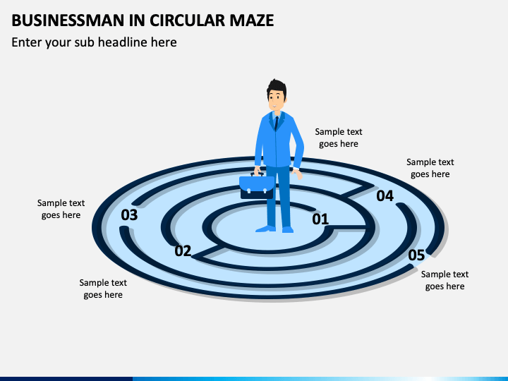 Businessman In Circular Maze PPT Slide 1