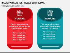 2 Comparison Text Boxes with Icons PPT Slide 1