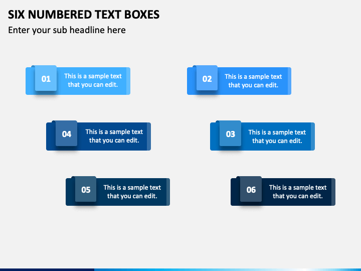 Six Numbered Text Boxes Slide 1
