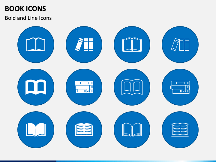 Book Icons PPT Slide 1