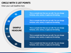 Circle with 5 List Points PPT Slide 2