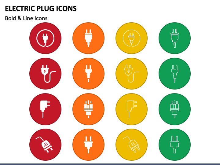 Electric Plug Icons PPT Slide 1