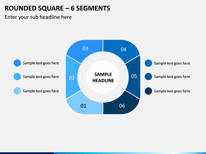 Rounded Square – 6 Segments PPT Slide 1