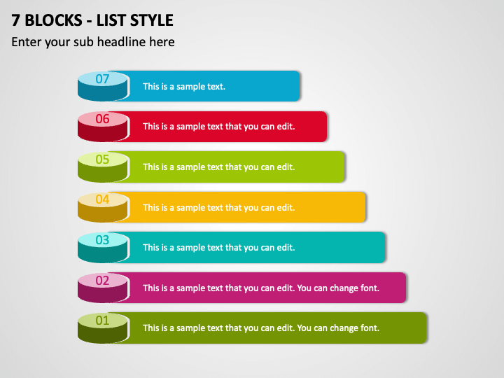 7 Blocks - List Style PPT Slide 1
