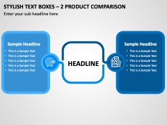 Stylish Text Boxes - 2 Product Comparison PPT Slide 1