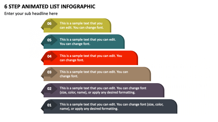 6 Step Animated List Infographic PPT Slide 1