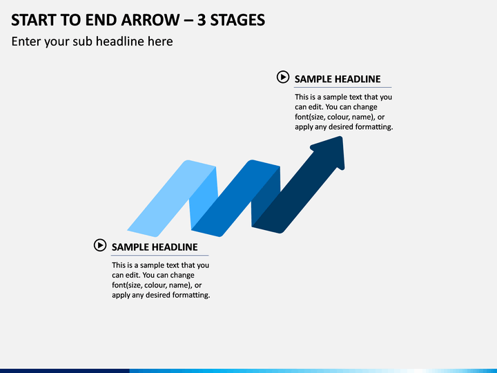 Start to End Arrow – 3 Stages PPT Slide 1