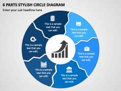 6 Parts Stylish Circle Diagram PPT Slide 1
