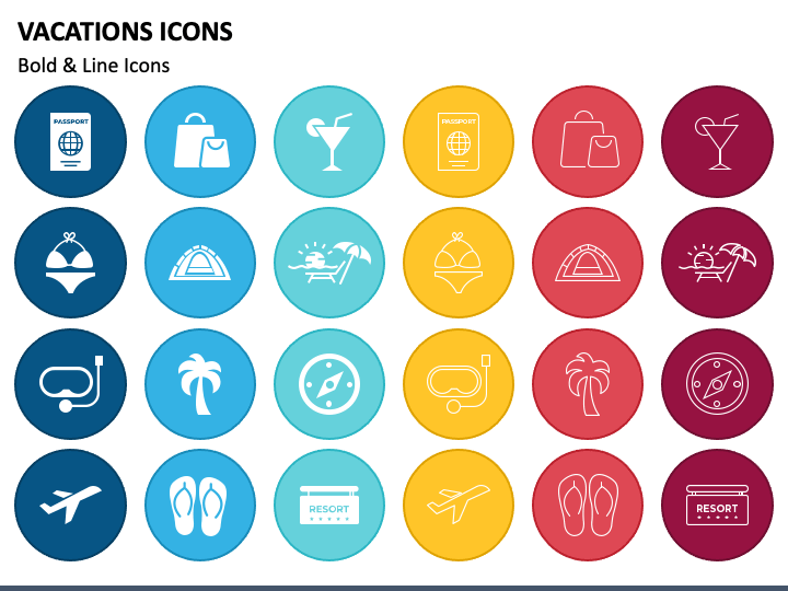 Vacation Icons PPT Slide 1