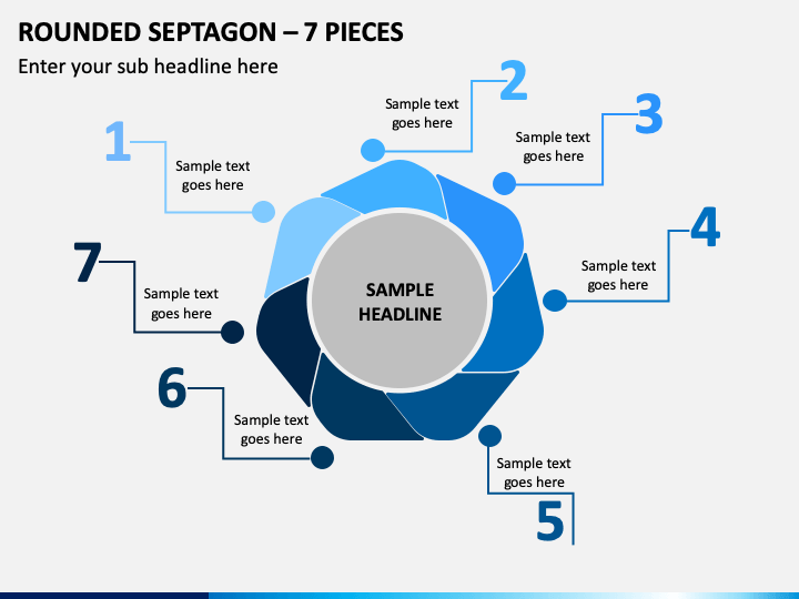 Rounded Septagon (Heptagon) – 7 Pieces PPT Slide 1