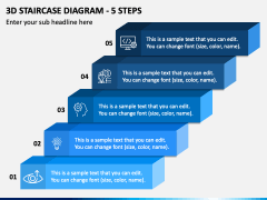 3d Staircase Diagram - 5 Steps PPT Slide 2