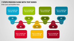 7 Steps Process Flow with Text Boxes PPT Slide 1