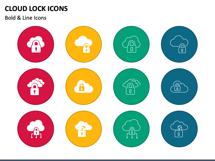 Cloud Lock Icons PPT Slide 1