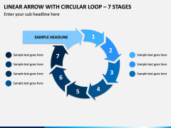 Linear Arrow With Circular Loop - 7 Stages PPT Slide 1