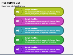 Five Points List PPT Slide 1