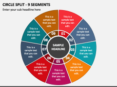 Circle Split - 9 Segments PPT Slide 1