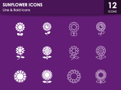 Sunflower Icons PPT Slide 1