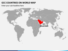 GCC Countries on World Map PPT Slide 1