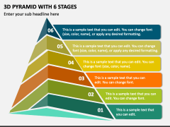 3D Pyramid with 6 Stages PPT Slide 1