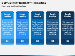 5 Stylish Text Boxes with Headings PPT Slide 2