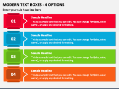 Modern Text Boxes - 4 Options PPT Slide 1