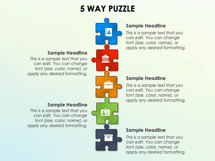 5 Way Puzzle PowerPoint Template and Google Slides Theme