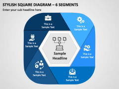 Stylish Square Diagram - 6 Segments PPT Slide 1